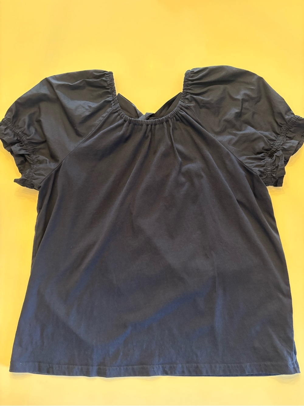 J. Crew Navy Puff-Sleeve Short Sleeve Top